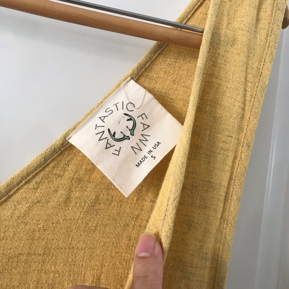 Fantastic Fawn Rayon Linen Blend Yellow Jumpsuit Size Smalle - Picture 4 of 5